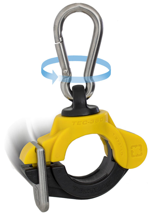 Tectran (667) 3601375ST 1.375" ID TEC-360 SWIVEL CLAMP, YELLOW WITH 360 SWIVEL - STAINLESS STEEL CLIP