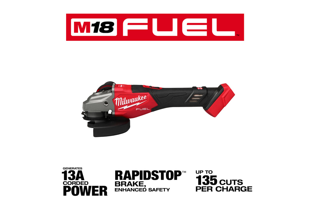 Milwaukee (366) 3671-20 M18 Fuel 4-1/2In-6In Braking Grinder, Slide Switch