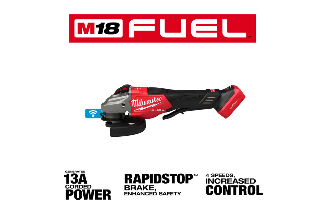 Milwaukee (366) 3672-20 M18 Fuel 4-1/2In-6In Variable Speed Braking Grinder, Paddle Switch W/ One-Key