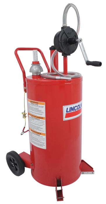 Lincoln 3675 Lincoln Industrial 3675 Fuel Caddy, Steel, 2-Way Rotary Pump, Red, 25 Gallon Capacity