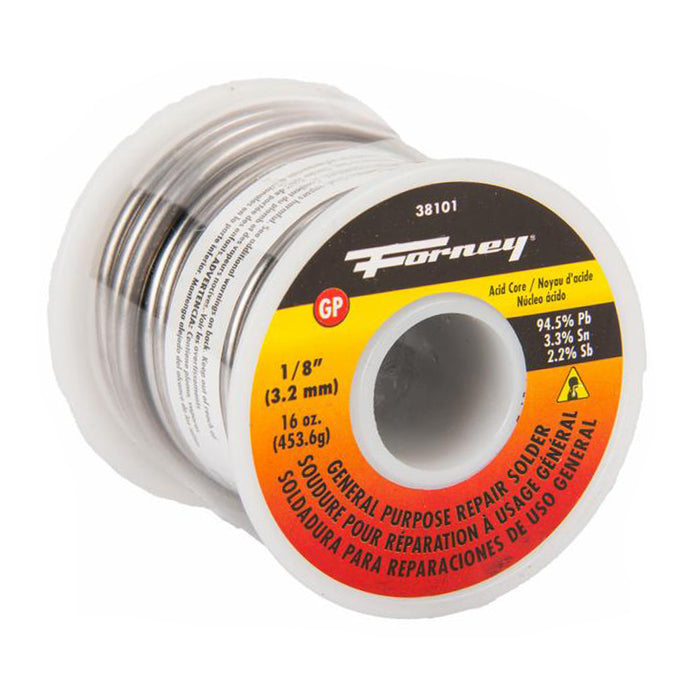Forney (332) 38101 Solder, General Purpose Repair, Acid Core, 1/8 in, 16 Ounce