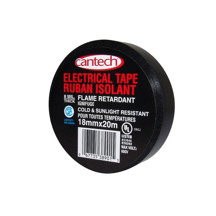 Cantech (111) 389-01-1820 Vinyl Cold Weather Outdoor Electrical Tape, 18mm x 20m