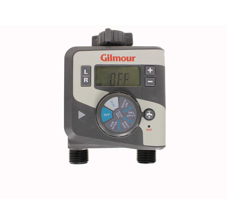 Gilmour 804014-5001 Electronic Water Timer, Dual Outlets, Grey.