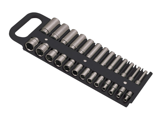 Lisle 40130 Organizes 1/4" Fractional and Metric Sockets. Twenty-six socket compartments all