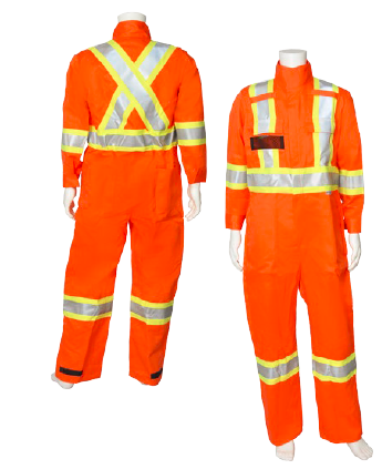 Viking 404775400LR Viking® Firewall FR® CSA Striped High Visibility FR Coveralls - 7 oz. - Orange