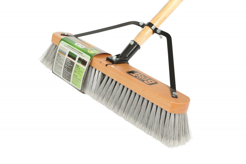 Globe (613) 4061 The Beast™ Assembled Wood Block Contractor Push Brooms - 18"L Head/ Soft Bristles / Khaki