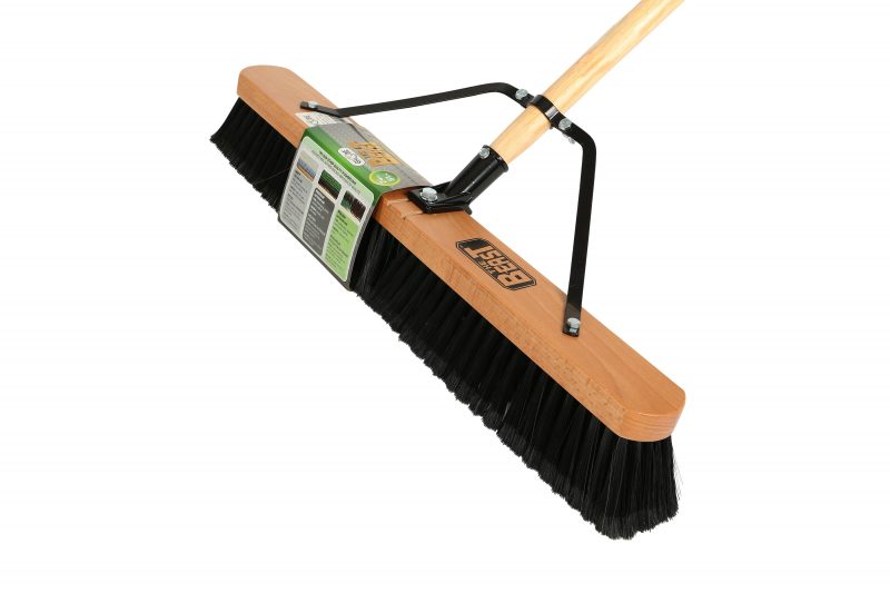 Globe (613) 4064 The Beast™ Assembled Wood Block Contractor Push Brooms - 24"L Head/ Medium Bristles / Black
