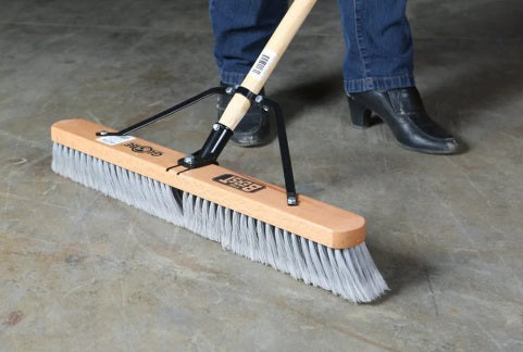 Globe 4068 The Beast™ Assembled Wood Block Contractor Push Brooms - 36 Inch Soft Bristles
