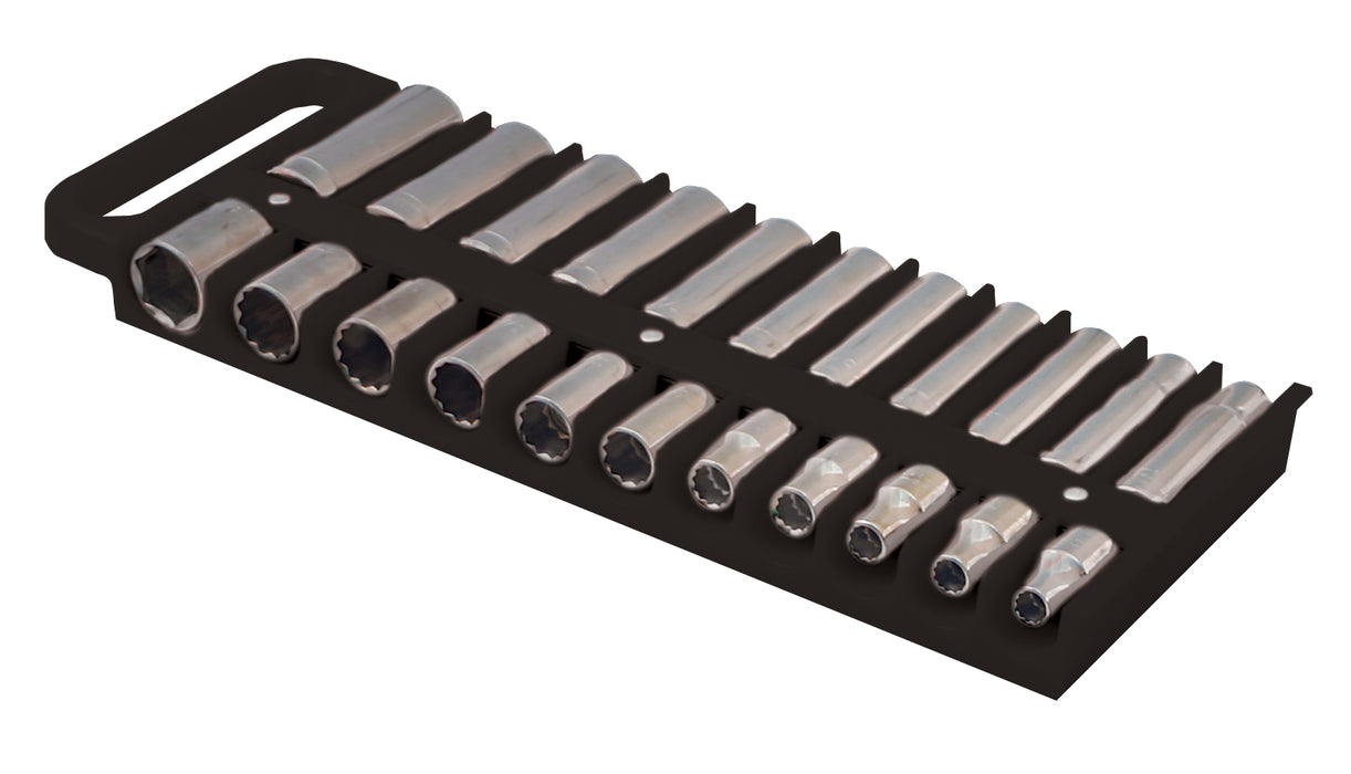 Lisle (371) 40990 Organizes 1/2" Chrome and Impact Sockets.