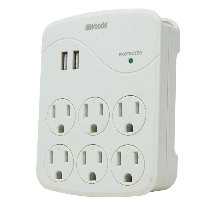 Southwire 41079 Woods 6-Outlet Surge Tap With 2 USB Ports