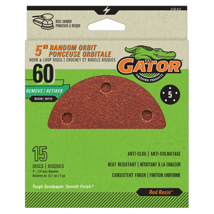Rust-Oleum (210) 4149012 15PK- 5IN 5-HOLE HOOK & LOOP SANDING DISCS, 60 GRIT