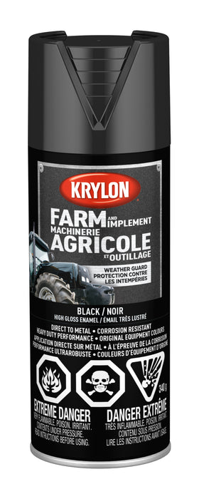 Sherwin Williams (435) 41931 Krylon Farm & Implement Spray Paint, Gloss, Black, 340 g