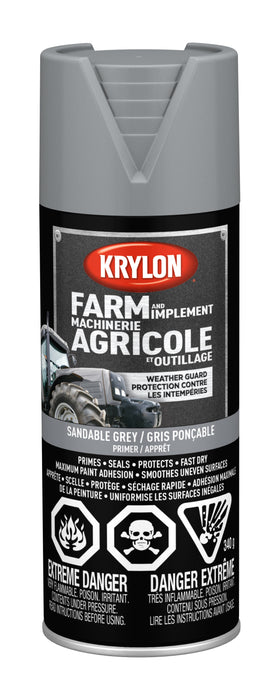 Sherwin Williams 41950 Krylon Farm & Implement Spray Primer, Sandable Gray, 340 g