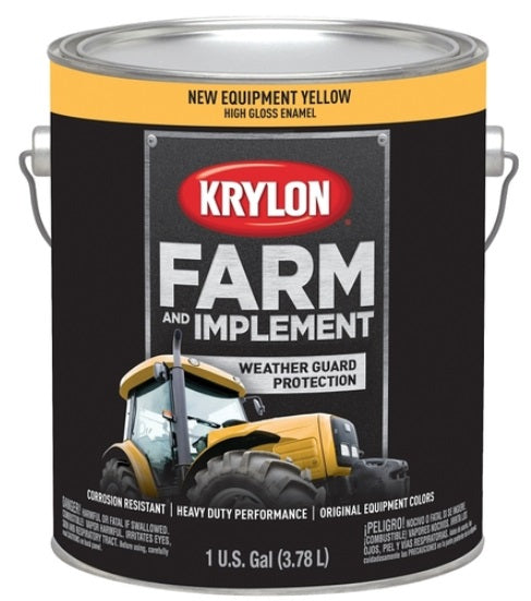 Sherwin Williams (435) 41974 Krylon Farm & Implement Paint Brush On, High Gloss, New Equipment Yellow, 3.78 L