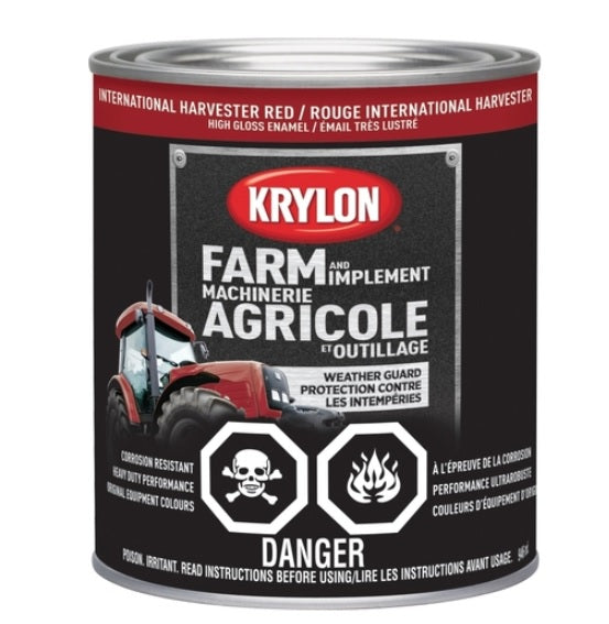 Sherwin Williams 42024 Krylon Farm & Implement Paint Brush On, High Gloss, International Harvester Red, 946 mL
