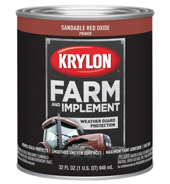 Sherwin Williams (435) 42040 Krylon Farm & Implement Brush On Primer, Sandable Red Oxide, 946 mL