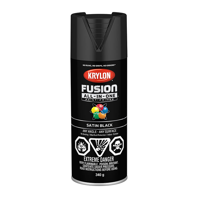 Sherwin Williams (435) 42732 Krylon Fusion All-In-One, Satin, Black, 340 g