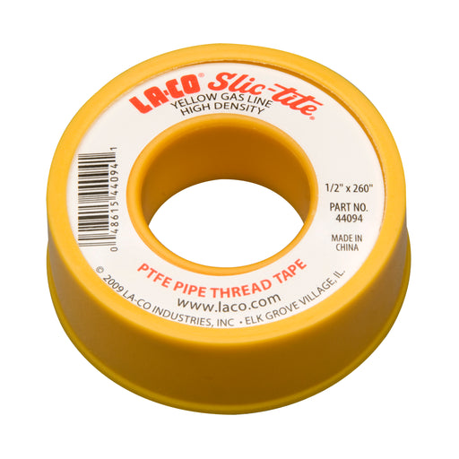La-Co/Markal 44094 Slic-tite® PTFE Thread Tape - Premium grade, high density thread tape for gas lines - 1/2" X 260" - Yellow