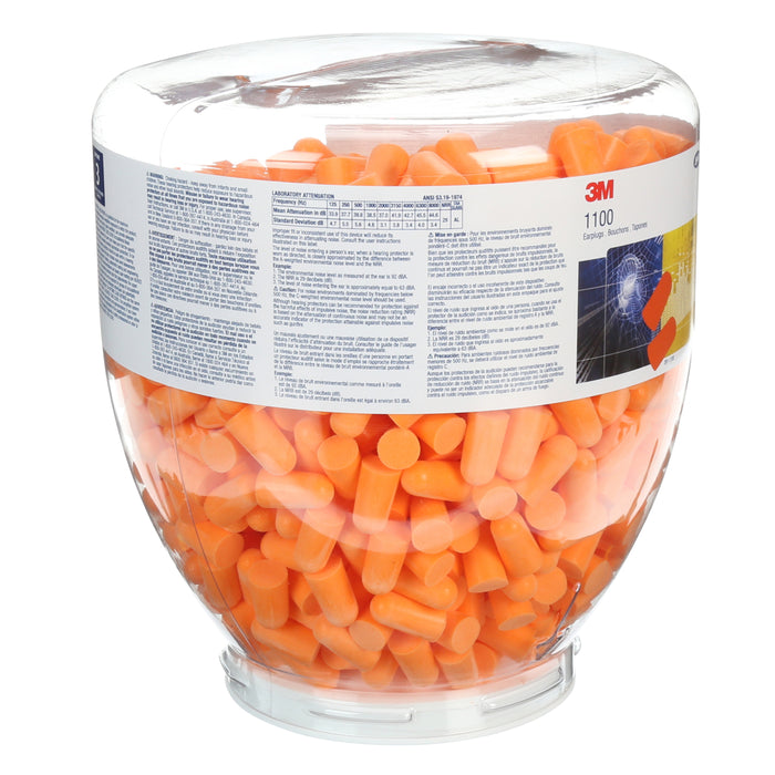 3M 391-1100 3M™ Earplugs One Touch Refill 1100, 391-1100, 2000 pairs per case, Colour: Orange, 3M Stock No. 7000128165
