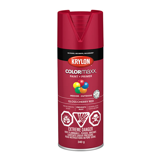 Sherwin Williams (435) 45511 Krylon COLORmaxx Paint + Primer, Gloss, Cherry Red, 340 g