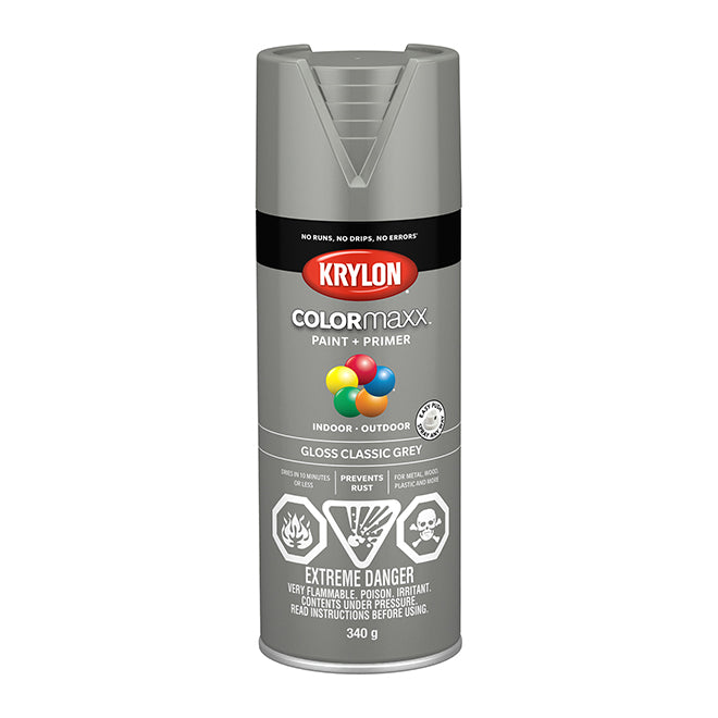 Sherwin Williams 45513 Krylon COLORmaxx Paint + Primer, Gloss, Classic Gray, 450 g