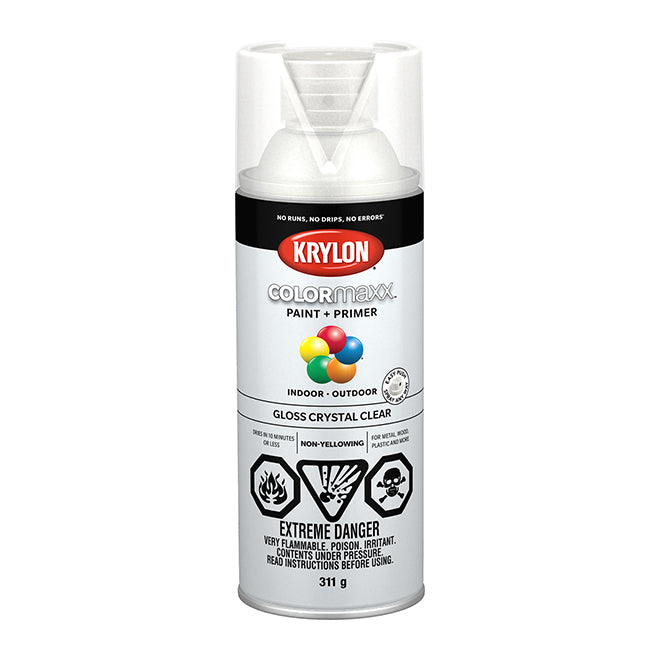 Sherwin Williams 45515 Krylon COLORmaxx Paint + Primer, Gloss, Crystal Clear, 340 g