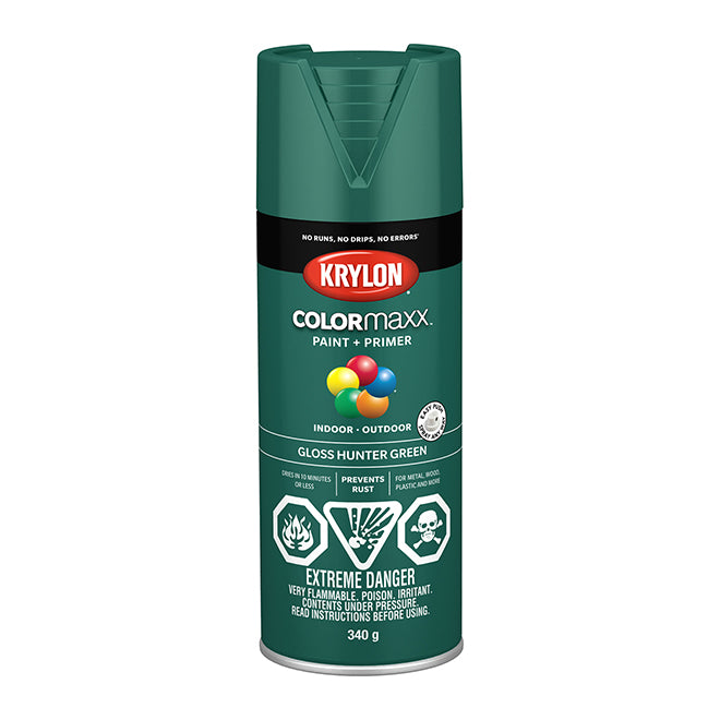 Sherwin Williams (435) 45523 Krylon COLORmaxx Paint + Primer, Gloss, Hunter Green, 450 g