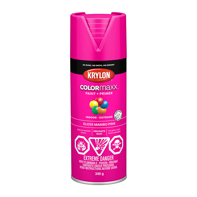 Sherwin Williams (435) 45528 Krylon COLORmaxx Paint + Primer, Gloss, Mambo Pink, 450 g