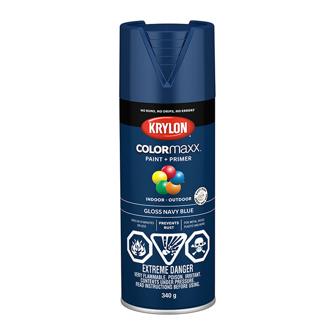 Sherwin Williams (435) 45529 Krylon COLORmaxx Paint + Primer, Gloss, Navy Blue, 450 g