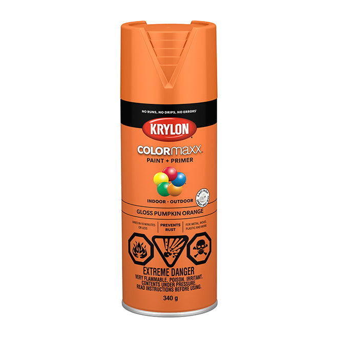 Sherwin Williams (435) 45532 Krylon COLORmaxx Paint + Primer, Gloss, Pumpkin Orange, 340 g