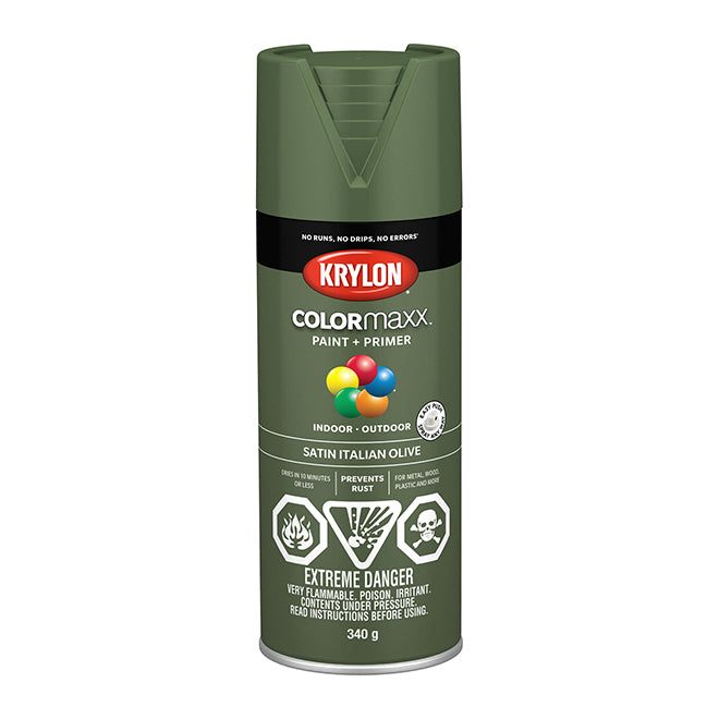 Sherwin Williams (435) 45566 Krylon COLORmaxx Paint + Primer, Satin, Italian Olive, 450 g