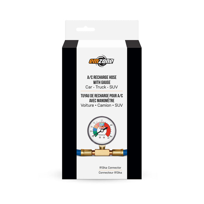 Empack 45715 Emzone 1/2″ Valve 12a Recharge Hose w Gauge – 13″ / 33 cm
