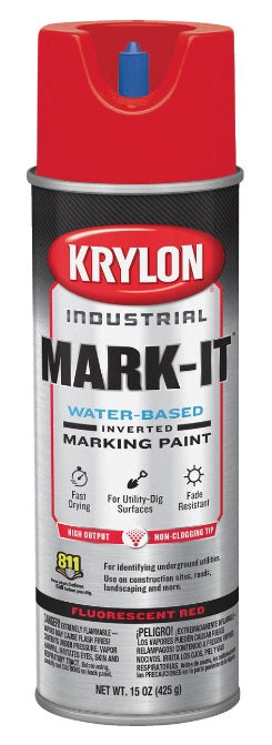 Sherwin Williams (435) 45866 Krylon® Industrial Line-Up® Water-Based Inverted Marking Spray Paint - Fluorescent Red, 425 g
