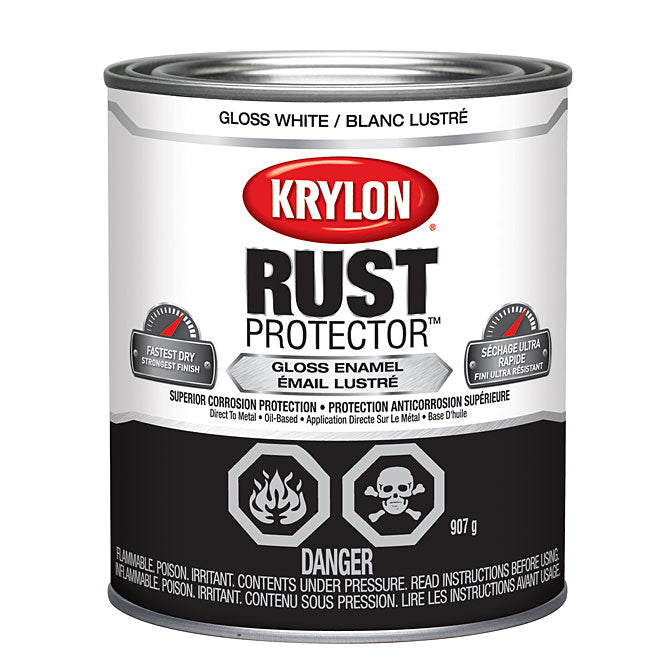 Sherwin Williams (435) 469200 Krylon Rust Protector Brush On Enamel, Gloss, White, 946 mL