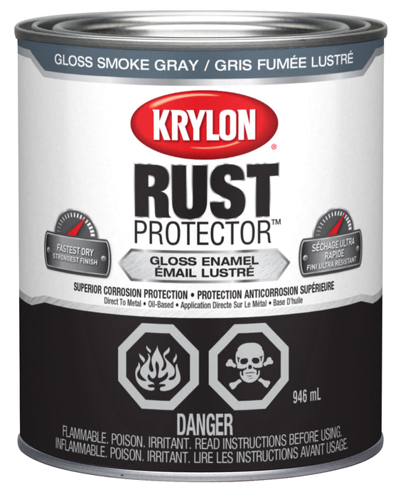 Sherwin Williams (435) 469209 Krylon Rust Protector Brush On Enamel, Gloss, Smoke Gray, 946 mL
