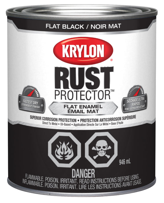 Sherwin Williams (435) 469220 Krylon Rust Protector Brush On Enamel, Flat, Black, 946 mL
