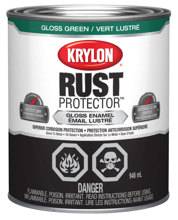 Sherwin Williams (435) 469223 Krylon Rust Protector Brush On Enamel, Gloss, Green, 946 mL