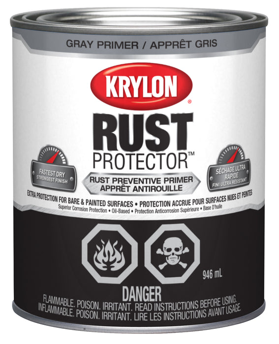 Sherwin Williams (435) 469225 Krylon Rust Protector Brush On Enamel, Gray Primer, 946 mL