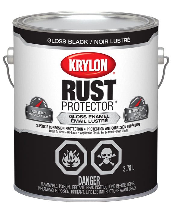 Sherwin Williams (435) 469401 Krylon Rust Protector Brush On Enamel, Gloss, Black, 3.78 L