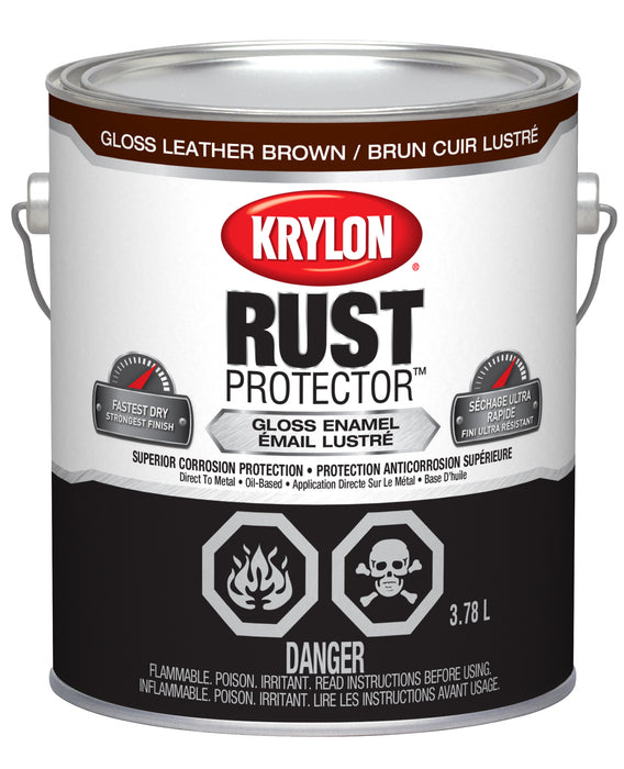 Sherwin Williams (435) 469402 Krylon Rust Protector Brush On Enamel, Gloss, Leather Brown, 3.78 L