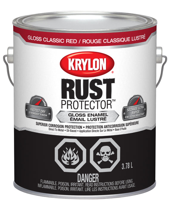 Sherwin Williams (435) 469403 Krylon Rust Protector Brush On Enamel, Gloss, Classic Red, 3.78 L