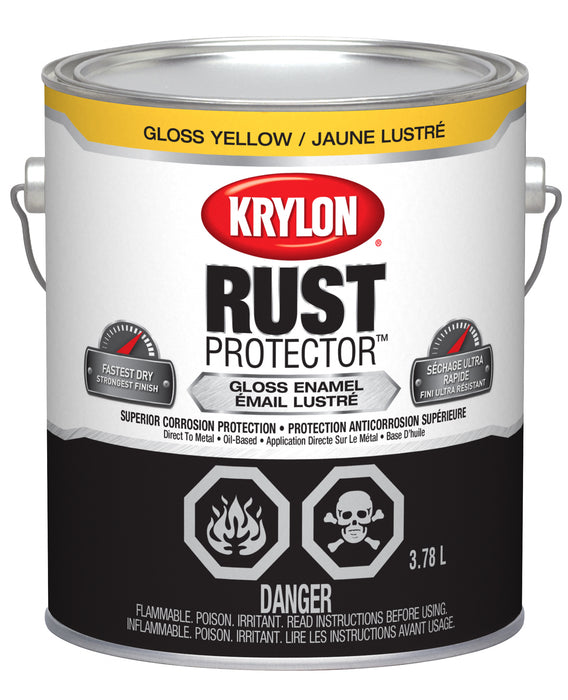 Sherwin Williams (435) 469404 Krylon Rust Protector Brush On Enamel, Gloss, Yellow, 3.78 L