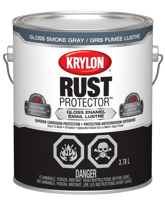 Sherwin Williams (435) 469405 Krylon Rust Protector Brush On Enamel, Gloss, Smoke Gray, 3.78 L