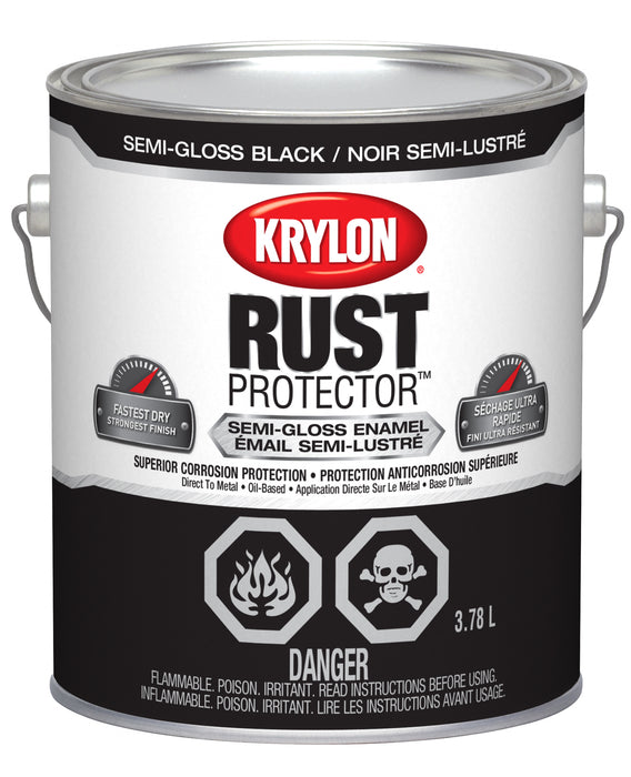Sherwin Williams (435) 469408 Krylon Rust Protector Brush On Enamel, Semi-Gloss, Black, 3.78 L