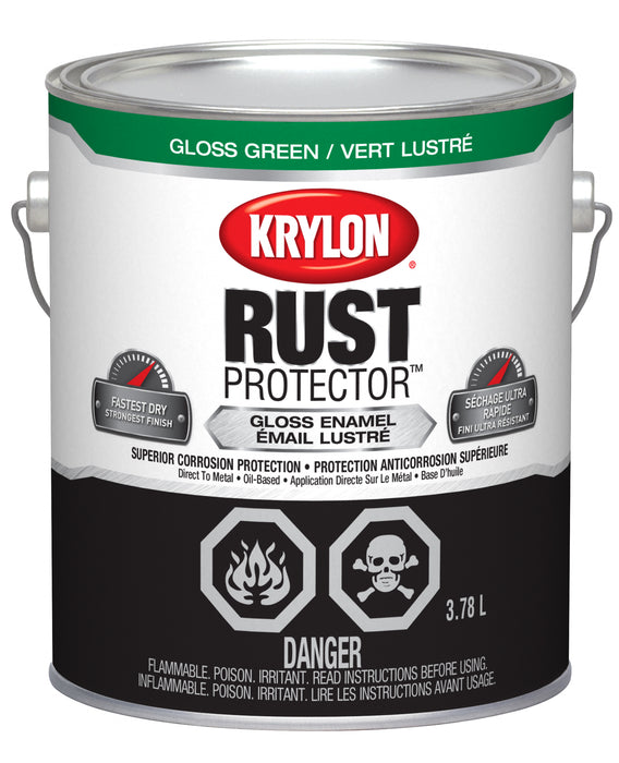 Sherwin Williams (435) 469411 Krylon Rust Protector Brush On Enamel, Gloss, Green, 3.78 L