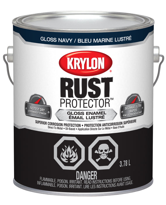 Sherwin Williams (435) 469413 Krylon Rust Protector Brush On Enamel, Gloss, Navy, 3.78 L
