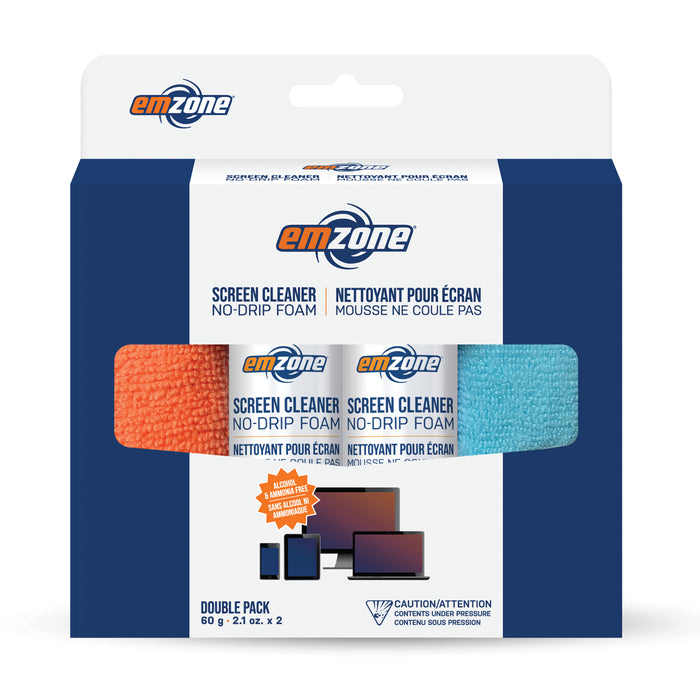 Empack 47072 Emzone Screen Cleaner No-Drip Foam w/ Cloth 2 Pack