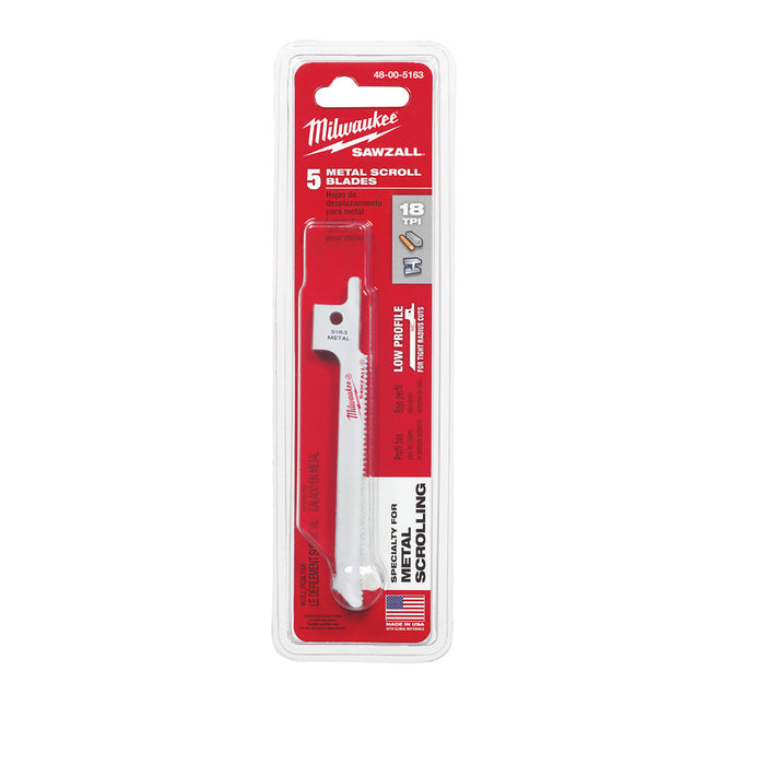 Milwaukee 48-00-5163 3-5/8" SUPER SAWZALL® Blade (5 PK)
