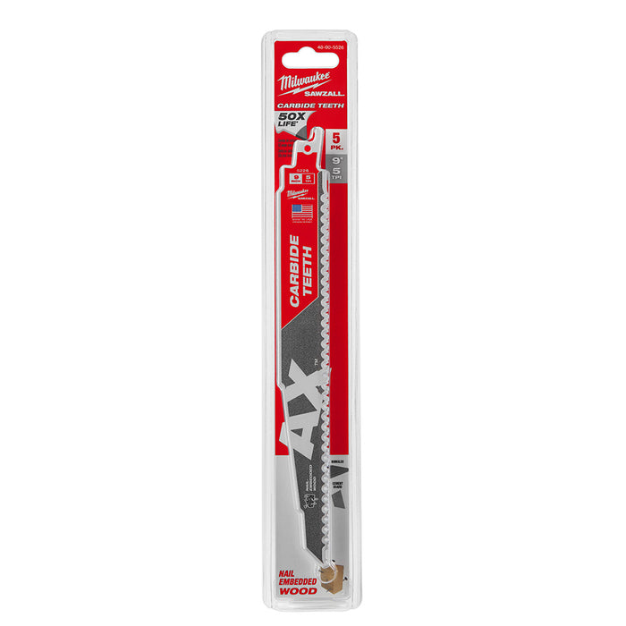 Milwaukee 48-00-5526 9In Cax 5Pk Sawzall Blade