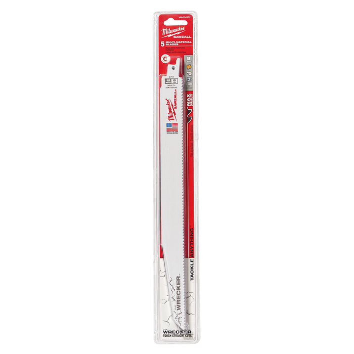 Milwaukee 48-00-5711 The WRECKER™ Multi-Material SAWZALL® Blade 12" 7/11TPI 5pk